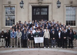 Chapter presidents, Elder representatives, facilitators, and Zeta Psi Staff outside of Kirby Hall of Civil Rights